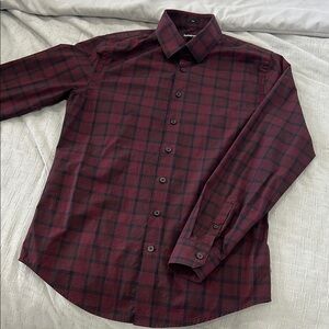 Express Red Plaid Casual Button Down Shirt